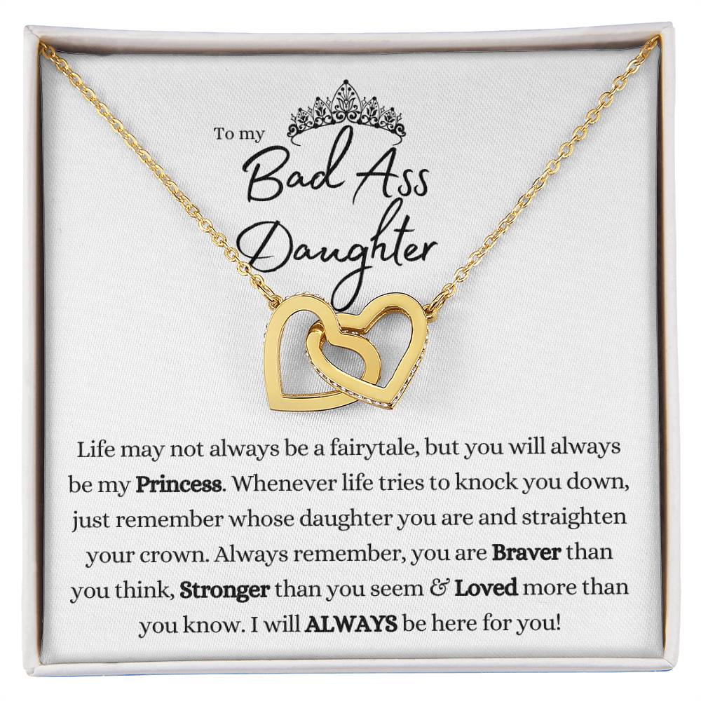 To My Badass Daughter Interlocking Hearts Necklace