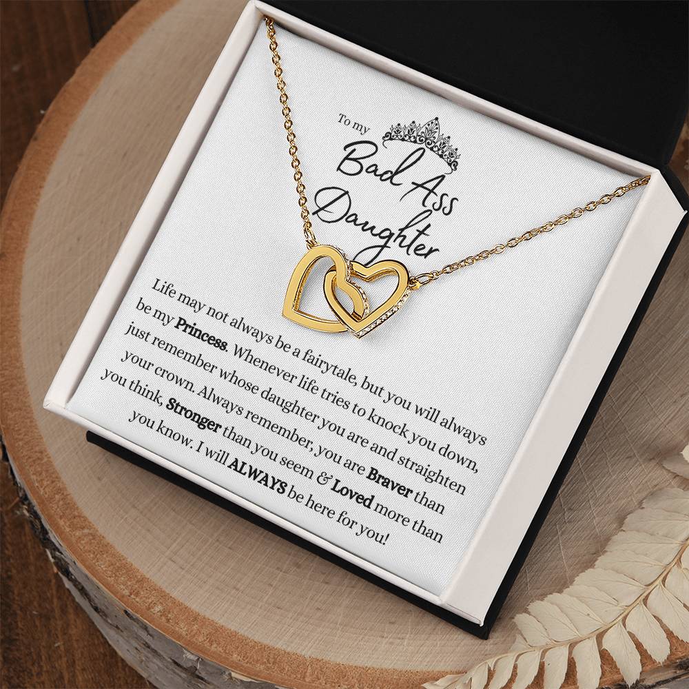 To My Badass Daughter Interlocking Hearts Necklace