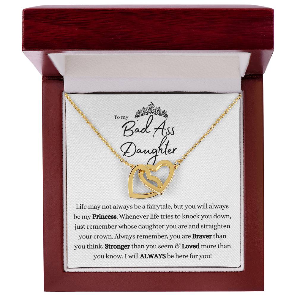 To My Badass Daughter Interlocking Hearts Necklace
