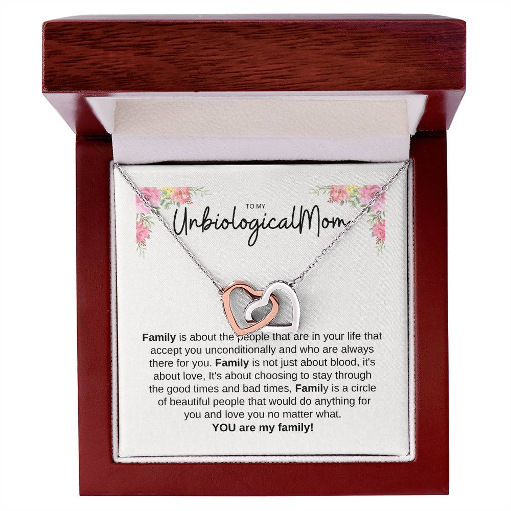 To My Unbiological Mom Interlocking Hearts Necklace
