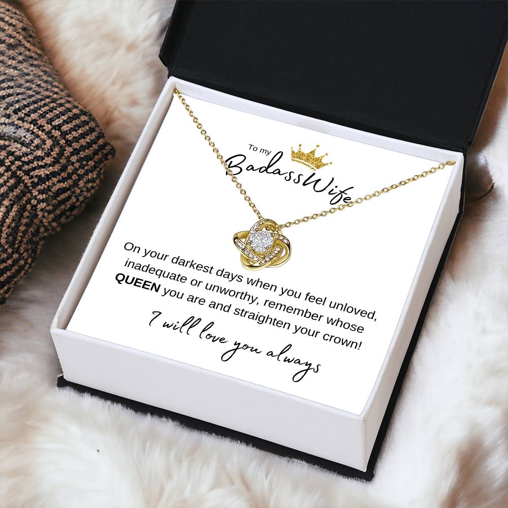 To My Badass Wife Love Knot Necklace