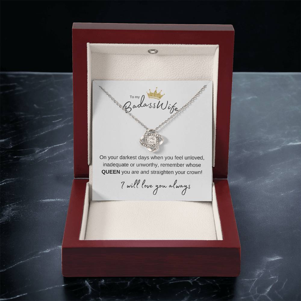 To My Badass Wife Love Knot Necklace