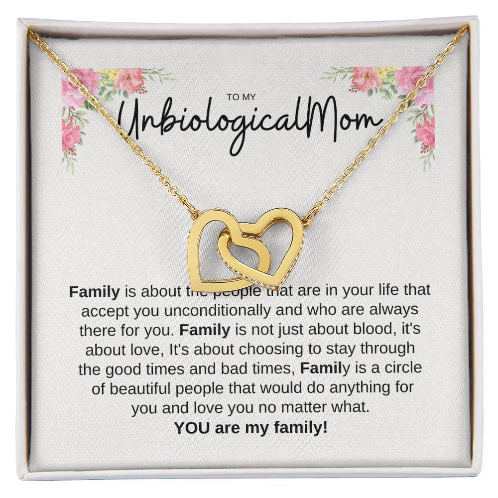 To My Unbiological Mom Interlocking Hearts Necklace