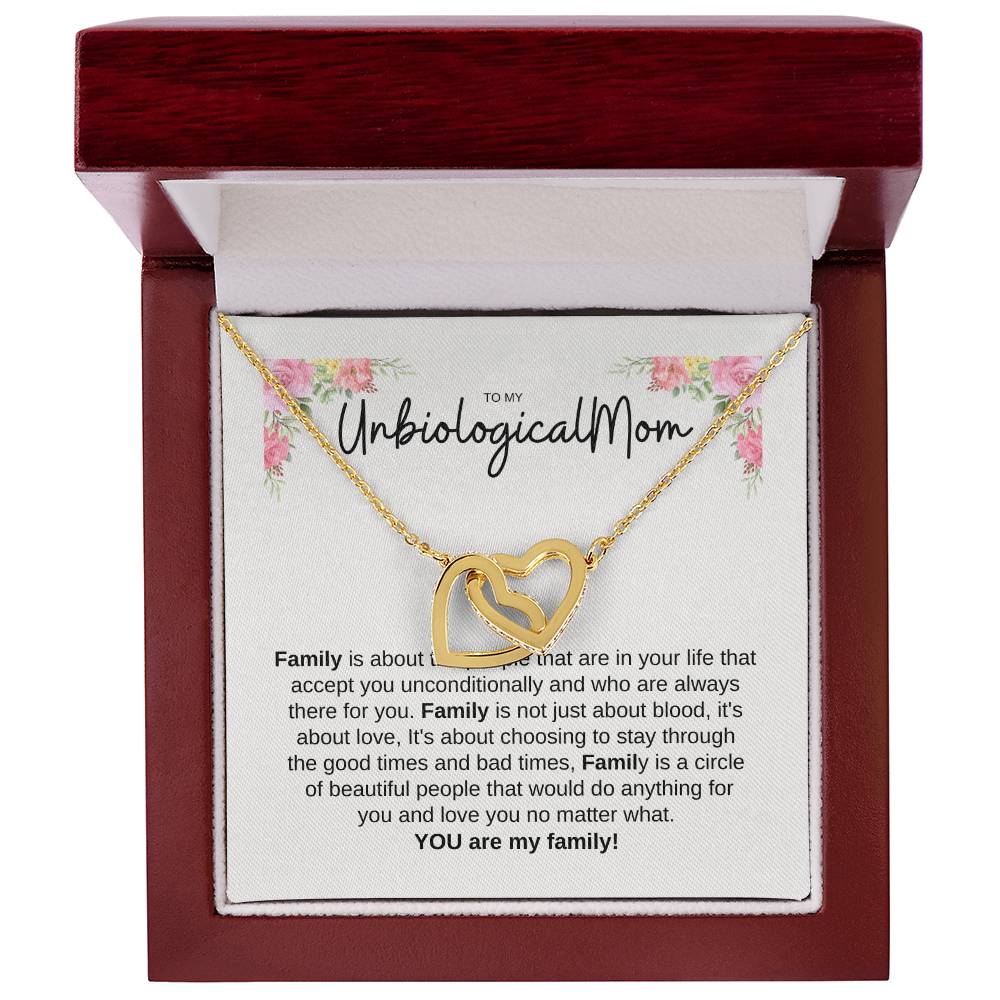 To My Unbiological Mom Interlocking Hearts Necklace